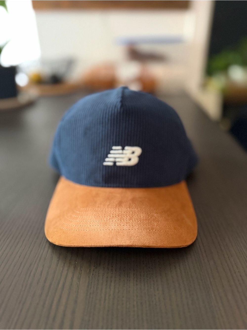 New Balance Navy Corduroy Hat with Tan Suede Brim